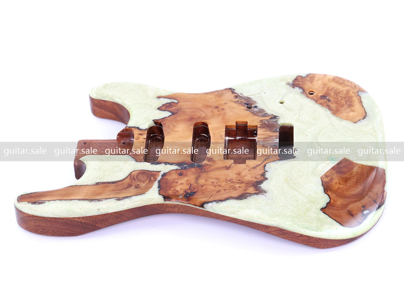 One-of-a-Kind Burl Wood Veneer Epoxy Resin ST Style Electric Guitar Body (SBE-013)