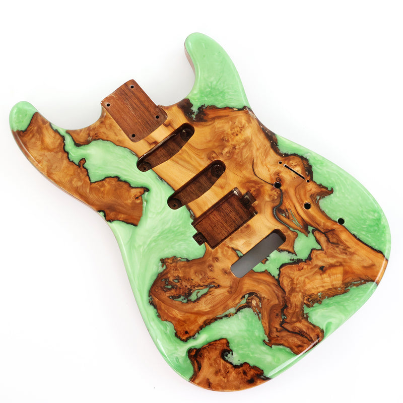One-of-a-Kind Burl Wood Veneer Epoxy Resin ST Style Electric Guitar Body (SBE-015)