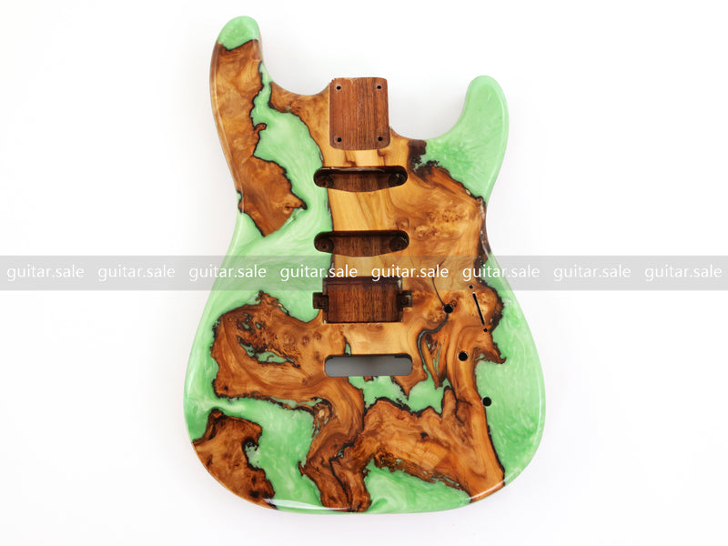 One-of-a-Kind Burl Wood Veneer Epoxy Resin ST Style Electric Guitar Body (SBE-015)