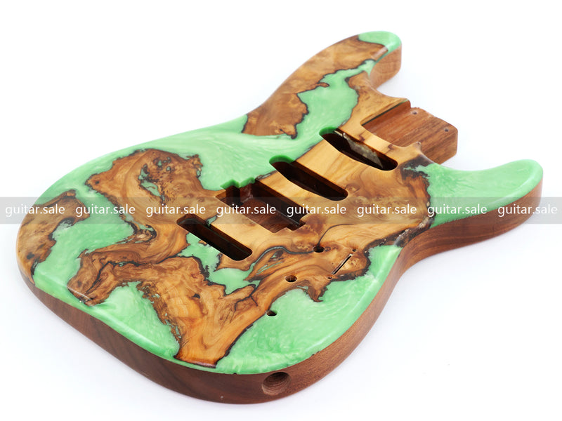 One-of-a-Kind Burl Wood Veneer Epoxy Resin ST Style Electric Guitar Body (SBE-015)