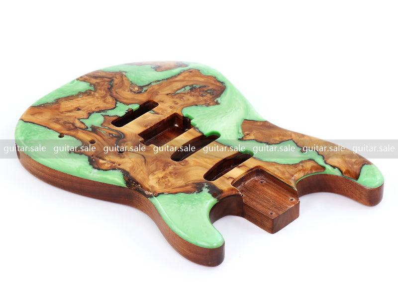 One-of-a-Kind Burl Wood Veneer Epoxy Resin ST Style Electric Guitar Body (SBE-015)