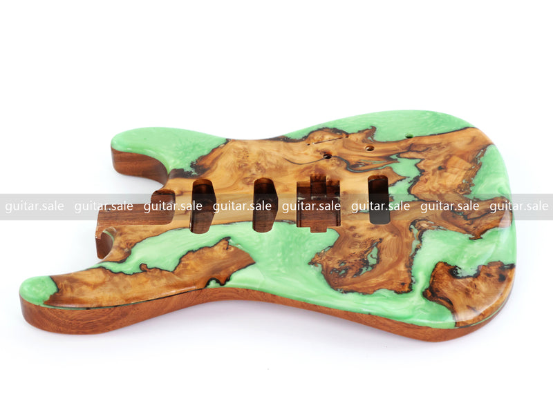 One-of-a-Kind Burl Wood Veneer Epoxy Resin ST Style Electric Guitar Body (SBE-015)