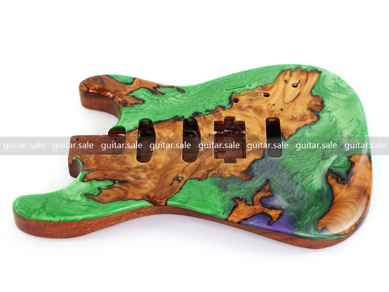 One-of-a-Kind Burl Wood Veneer Epoxy Resin ST Style Electric Guitar Body (SBE-017)