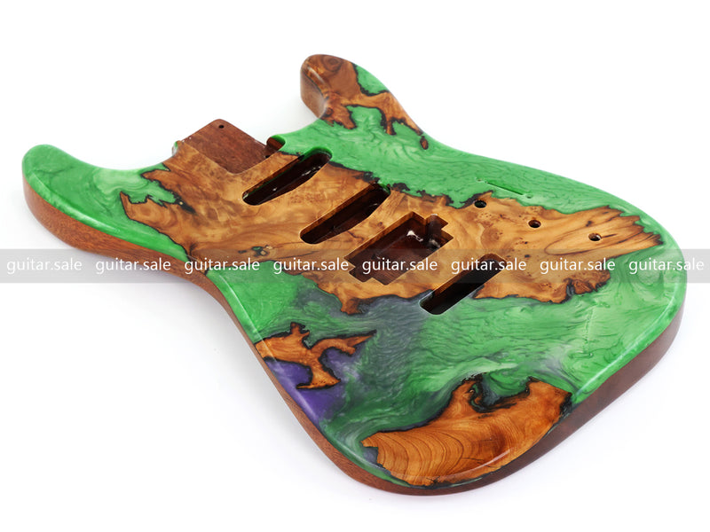 One-of-a-Kind Burl Wood Veneer Epoxy Resin ST Style Electric Guitar Body (SBE-017)