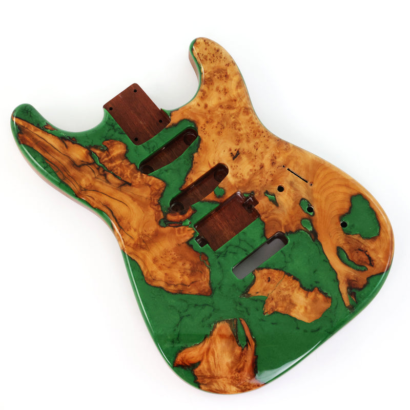 One-of-a-Kind Burl Wood Veneer Epoxy Resin ST Style Electric Guitar Body (SBE-018)