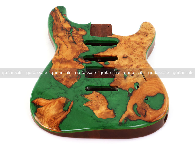 One-of-a-Kind Burl Wood Veneer Epoxy Resin ST Style Electric Guitar Body (SBE-018)