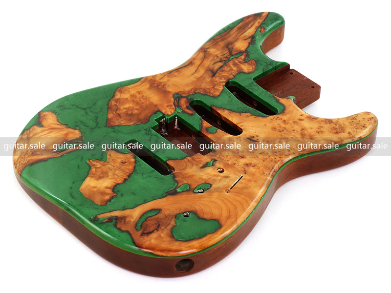 One-of-a-Kind Burl Wood Veneer Epoxy Resin ST Style Electric Guitar Body (SBE-018)