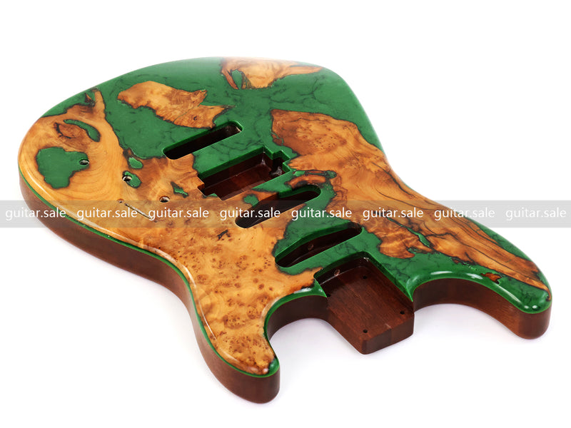 One-of-a-Kind Burl Wood Veneer Epoxy Resin ST Style Electric Guitar Body (SBE-018)