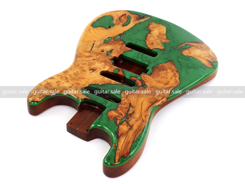 One-of-a-Kind Burl Wood Veneer Epoxy Resin ST Style Electric Guitar Body (SBE-018)