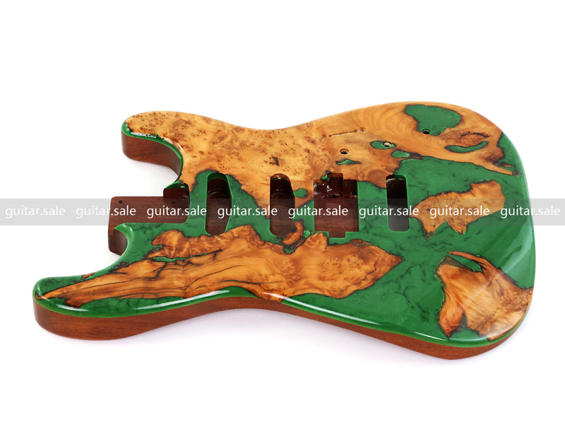 One-of-a-Kind Burl Wood Veneer Epoxy Resin ST Style Electric Guitar Body (SBE-018)