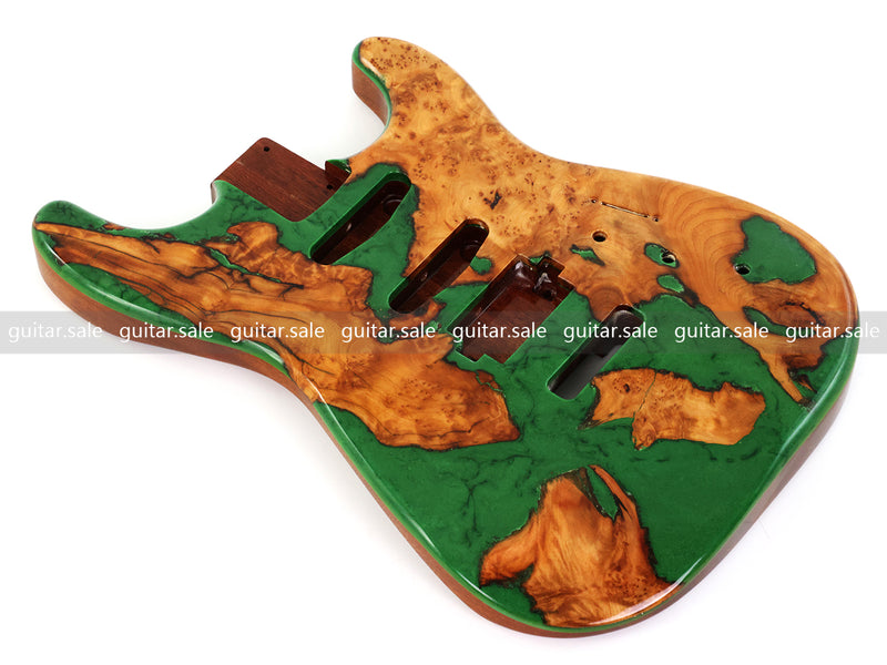 One-of-a-Kind Burl Wood Veneer Epoxy Resin ST Style Electric Guitar Body (SBE-018)