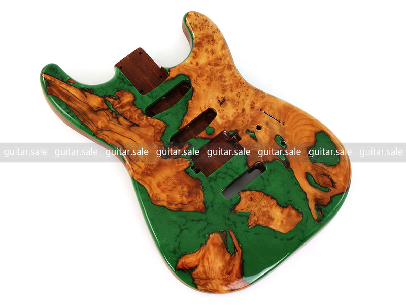 One-of-a-Kind Burl Wood Veneer Epoxy Resin ST Style Electric Guitar Body (SBE-018)
