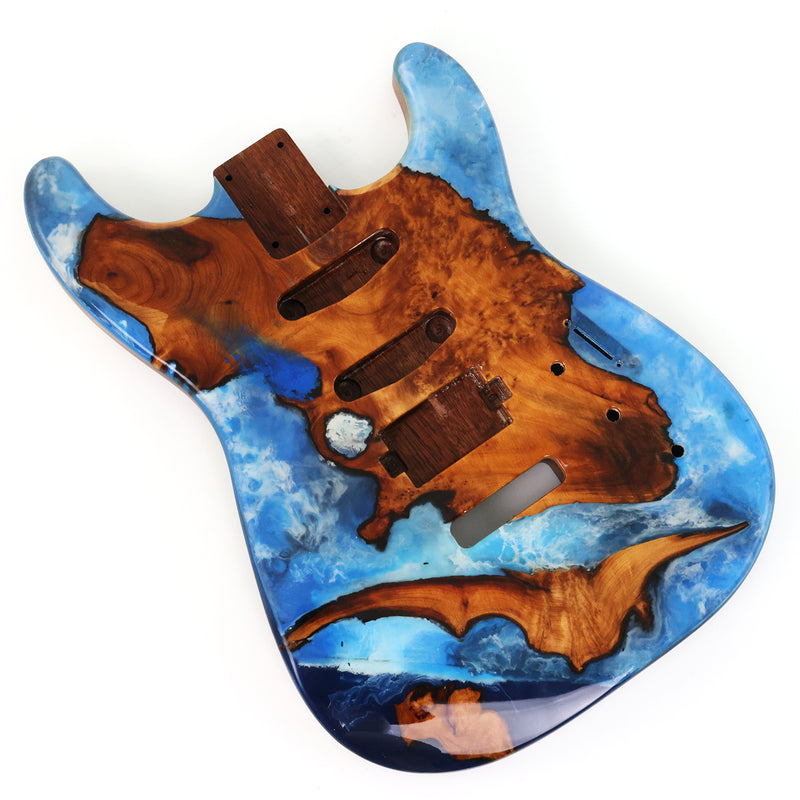 One-of-a-Kind Burl Wood Veneer Epoxy Resin ST Style Electric Guitar Body (SBE-019)