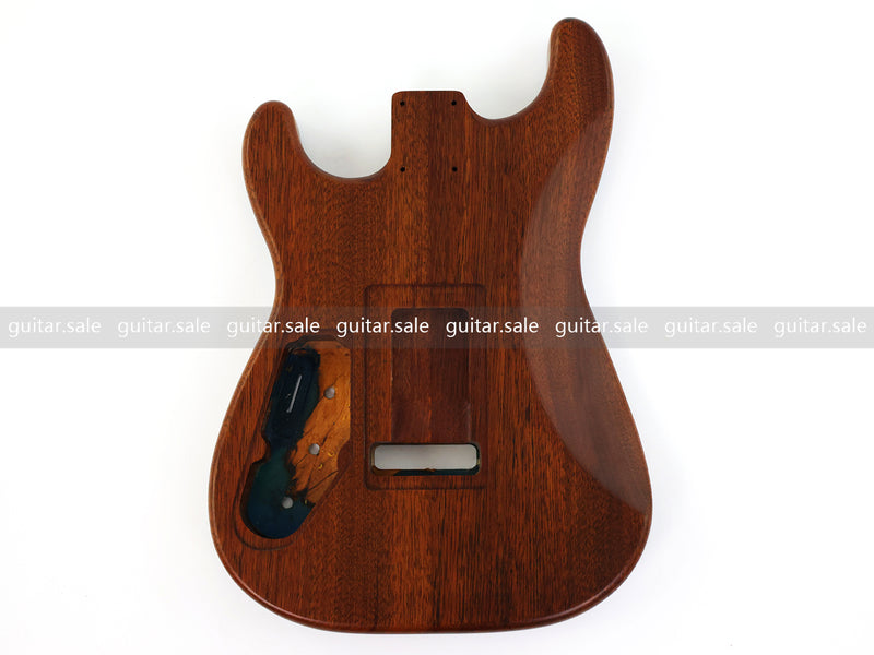 One-of-a-Kind Burl Wood Veneer Epoxy Resin ST Style Electric Guitar Body (SBE-019)