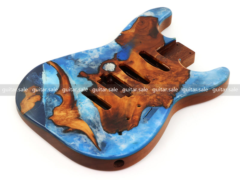 One-of-a-Kind Burl Wood Veneer Epoxy Resin ST Style Electric Guitar Body (SBE-019)