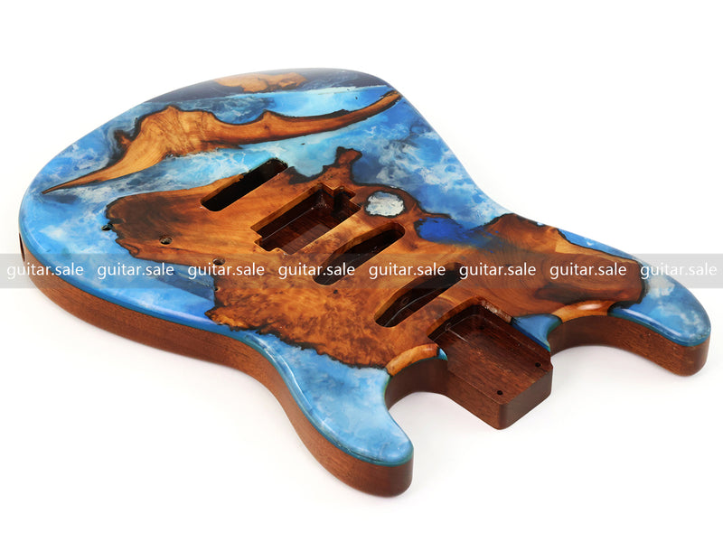 One-of-a-Kind Burl Wood Veneer Epoxy Resin ST Style Electric Guitar Body (SBE-019)