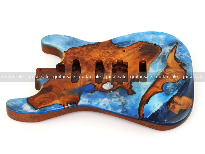 One-of-a-Kind Burl Wood Veneer Epoxy Resin ST Style Electric Guitar Body (SBE-019)