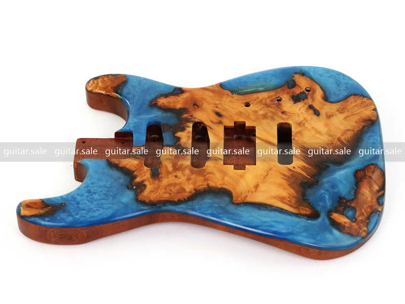 One-of-a-Kind Burl Wood Veneer Epoxy Resin ST Style Electric Guitar Body (SBE-020)