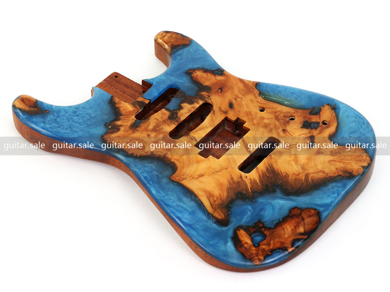 One-of-a-Kind Burl Wood Veneer Epoxy Resin ST Style Electric Guitar Body (SBE-020)