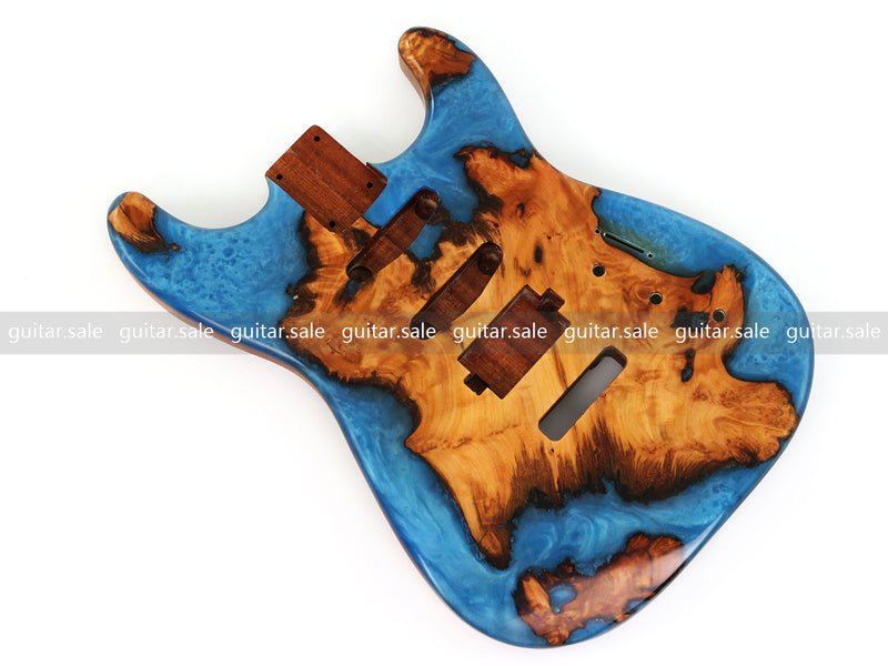 One-of-a-Kind Burl Wood Veneer Epoxy Resin ST Style Electric Guitar Body (SBE-020)