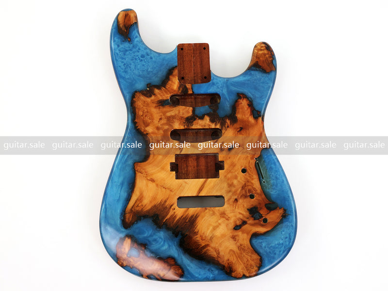 One-of-a-Kind Burl Wood Veneer Epoxy Resin ST Style Electric Guitar Body (SBE-020)
