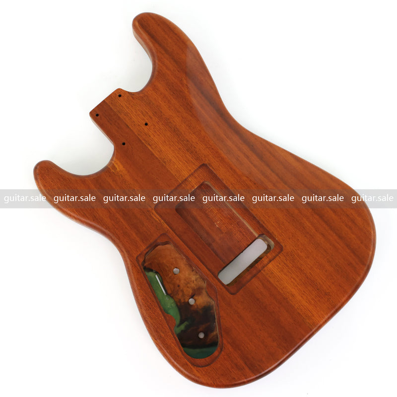 One-of-a-Kind Burl Wood Veneer Epoxy Resin ST Style Electric Guitar Body (SBE-020)