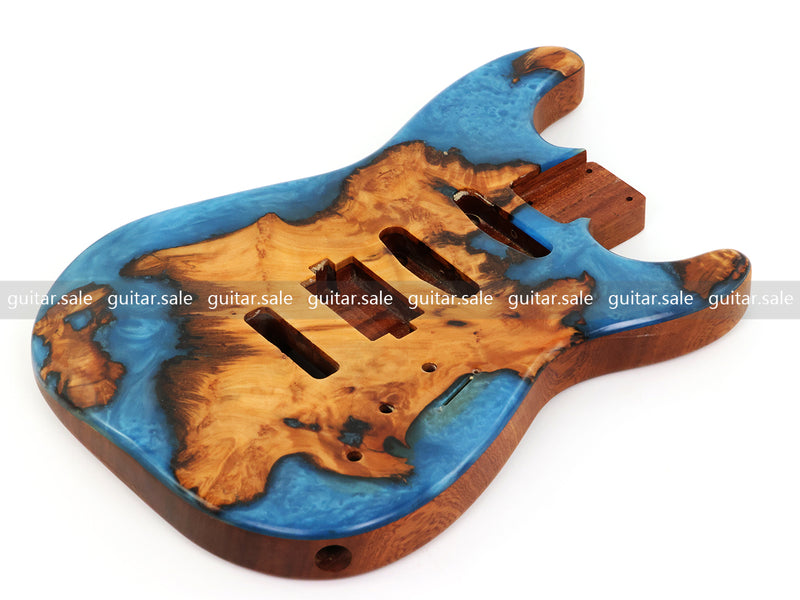 One-of-a-Kind Burl Wood Veneer Epoxy Resin ST Style Electric Guitar Body (SBE-020)