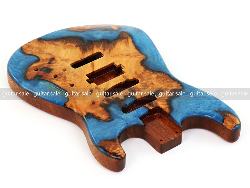 One-of-a-Kind Burl Wood Veneer Epoxy Resin ST Style Electric Guitar Body (SBE-020)
