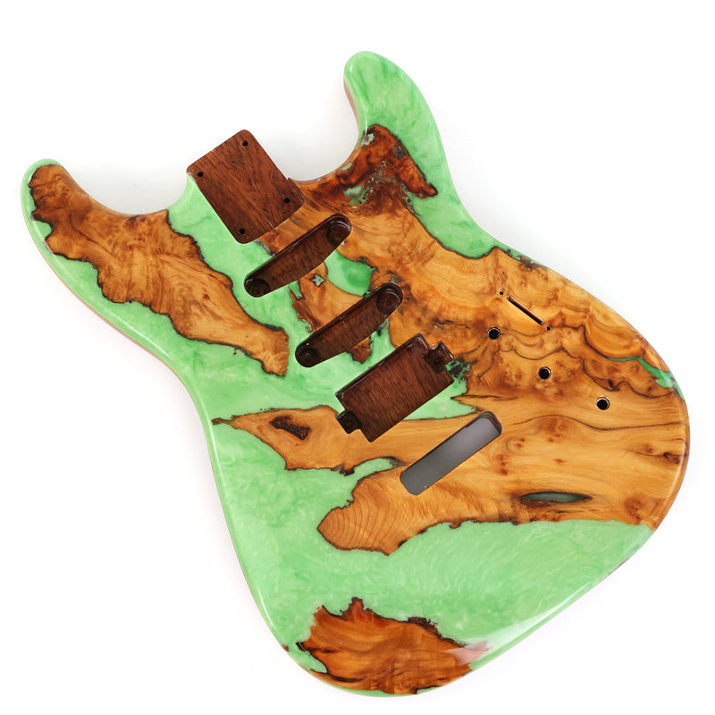 One-of-a-Kind Burl Wood Veneer Epoxy Resin ST Style Electric Guitar Body (SBE-021)