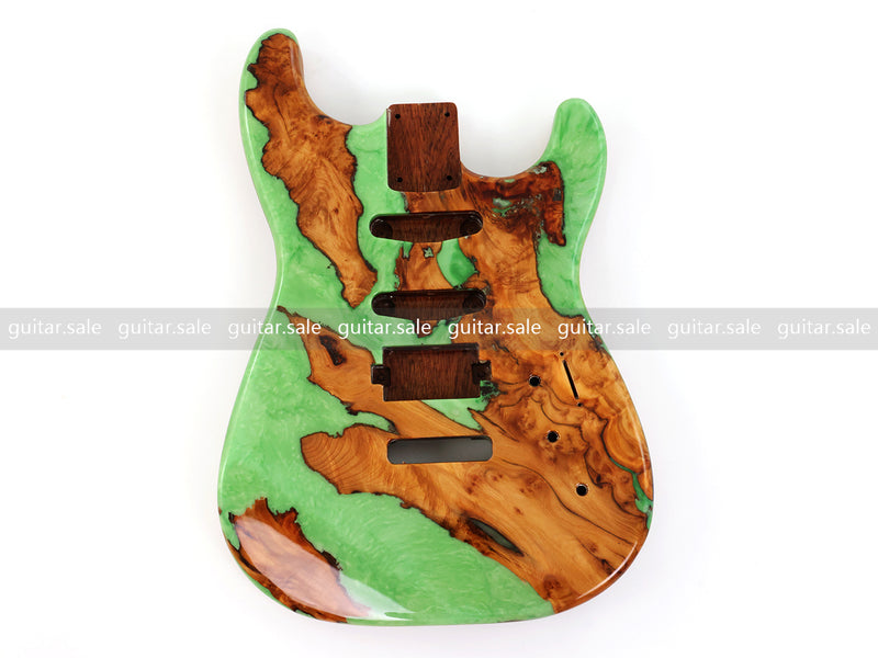 One-of-a-Kind Burl Wood Veneer Epoxy Resin ST Style Electric Guitar Body (SBE-021)