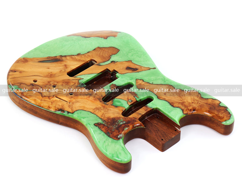 One-of-a-Kind Burl Wood Veneer Epoxy Resin ST Style Electric Guitar Body (SBE-021)
