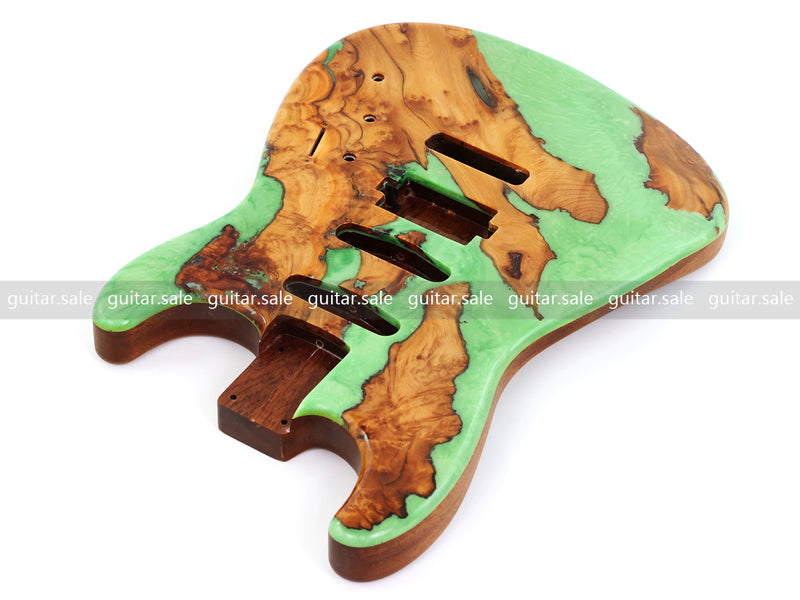 One-of-a-Kind Burl Wood Veneer Epoxy Resin ST Style Electric Guitar Body (SBE-021)