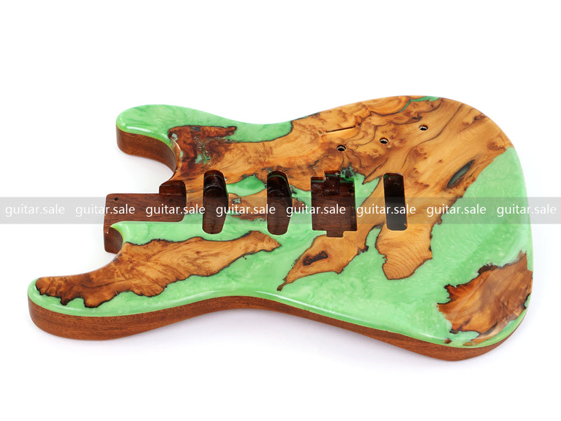 One-of-a-Kind Burl Wood Veneer Epoxy Resin ST Style Electric Guitar Body (SBE-021)