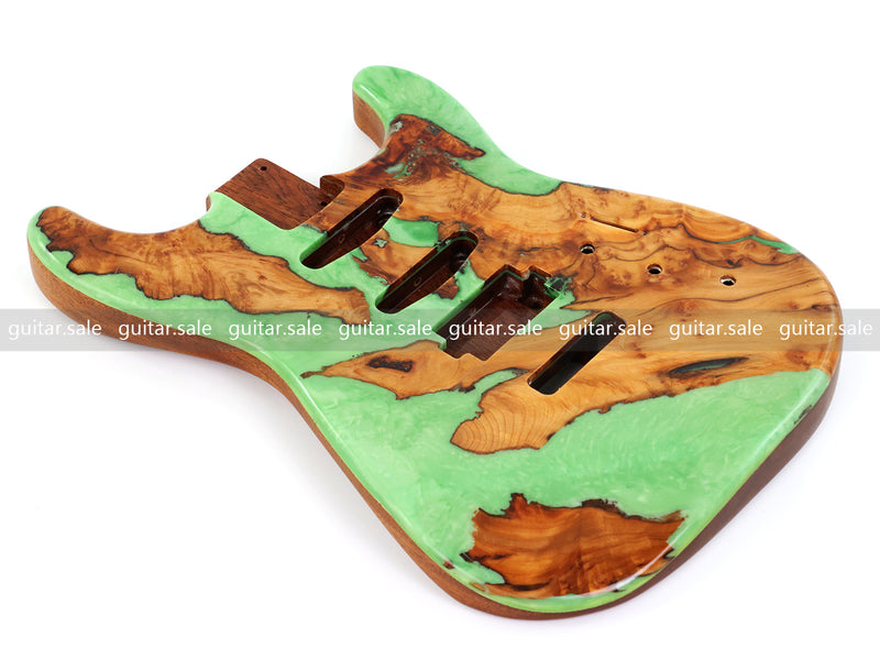 One-of-a-Kind Burl Wood Veneer Epoxy Resin ST Style Electric Guitar Body (SBE-021)
