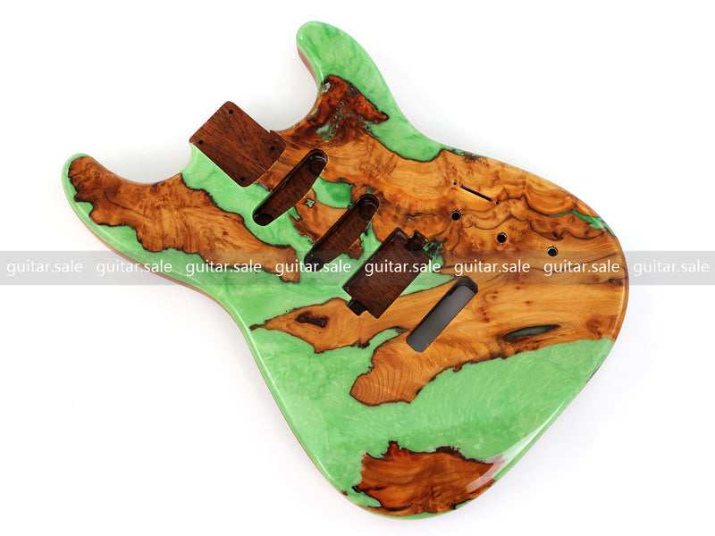 One-of-a-Kind Burl Wood Veneer Epoxy Resin ST Style Electric Guitar Body (SBE-021)