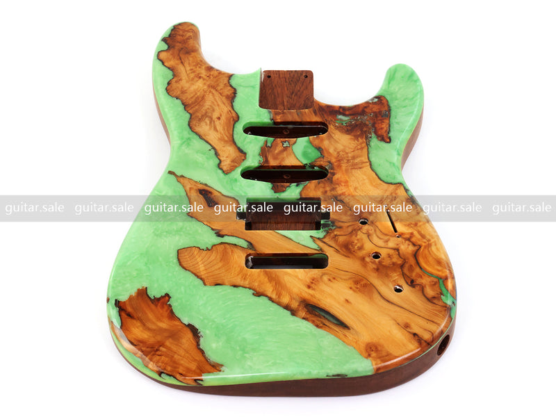 One-of-a-Kind Burl Wood Veneer Epoxy Resin ST Style Electric Guitar Body (SBE-021)