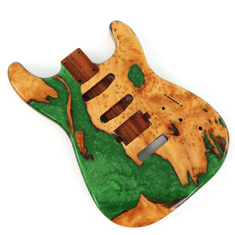 One-of-a-Kind Burl Wood Veneer Epoxy Resin ST Style Electric Guitar Body (SBE-022)