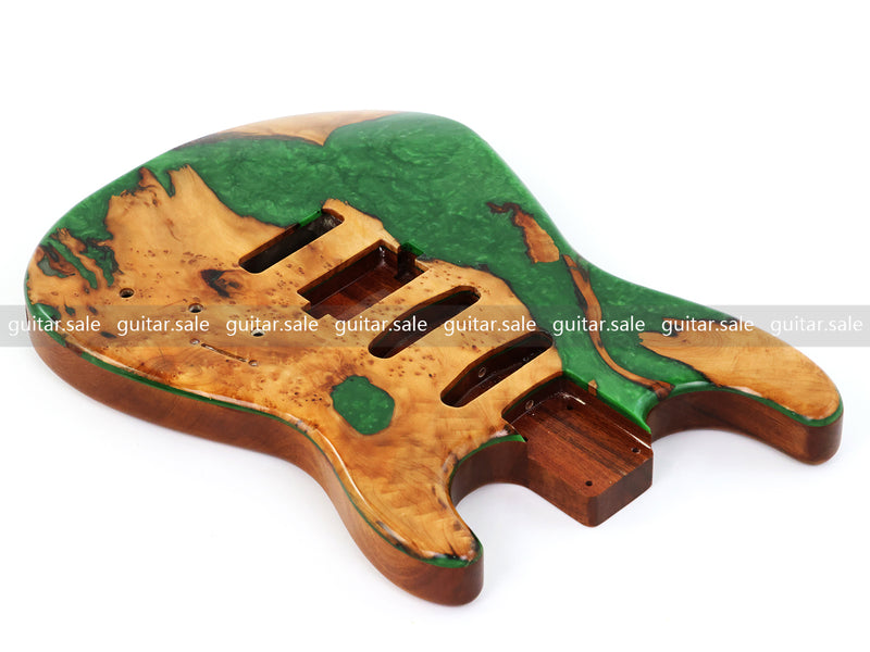 One-of-a-Kind Burl Wood Veneer Epoxy Resin ST Style Electric Guitar Body (SBE-022)