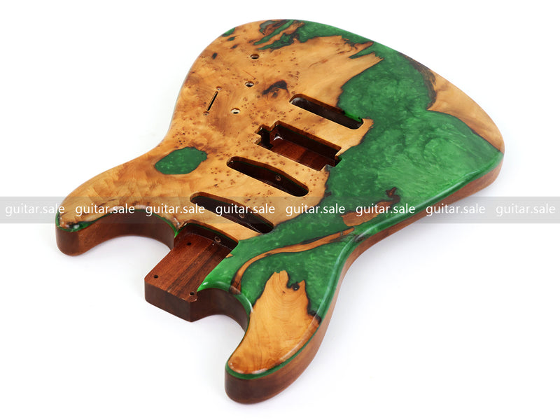 One-of-a-Kind Burl Wood Veneer Epoxy Resin ST Style Electric Guitar Body (SBE-022)