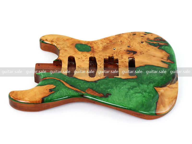 One-of-a-Kind Burl Wood Veneer Epoxy Resin ST Style Electric Guitar Body (SBE-022)
