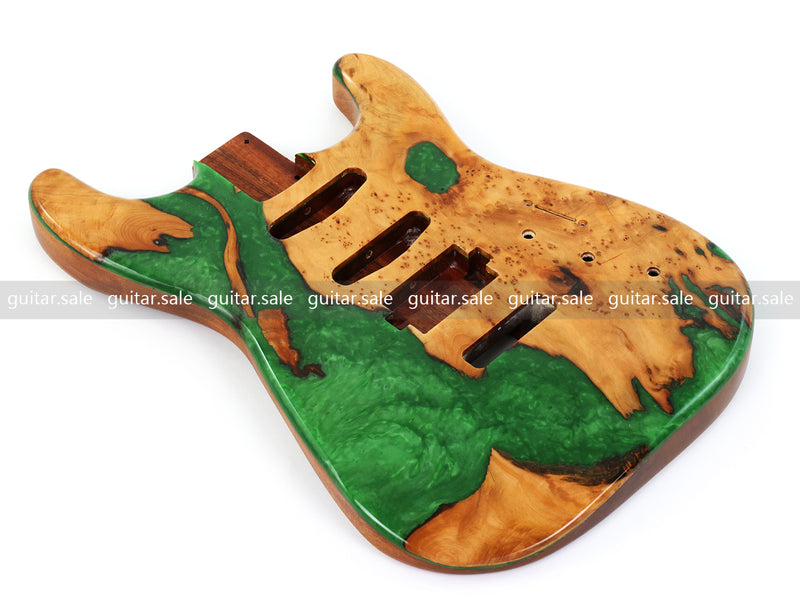 One-of-a-Kind Burl Wood Veneer Epoxy Resin ST Style Electric Guitar Body (SBE-022)