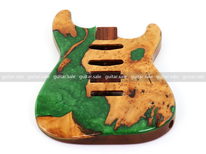 One-of-a-Kind Burl Wood Veneer Epoxy Resin ST Style Electric Guitar Body (SBE-022)