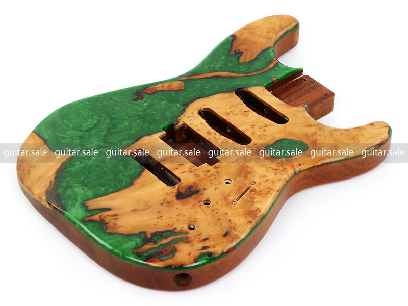 One-of-a-Kind Burl Wood Veneer Epoxy Resin ST Style Electric Guitar Body (SBE-022)