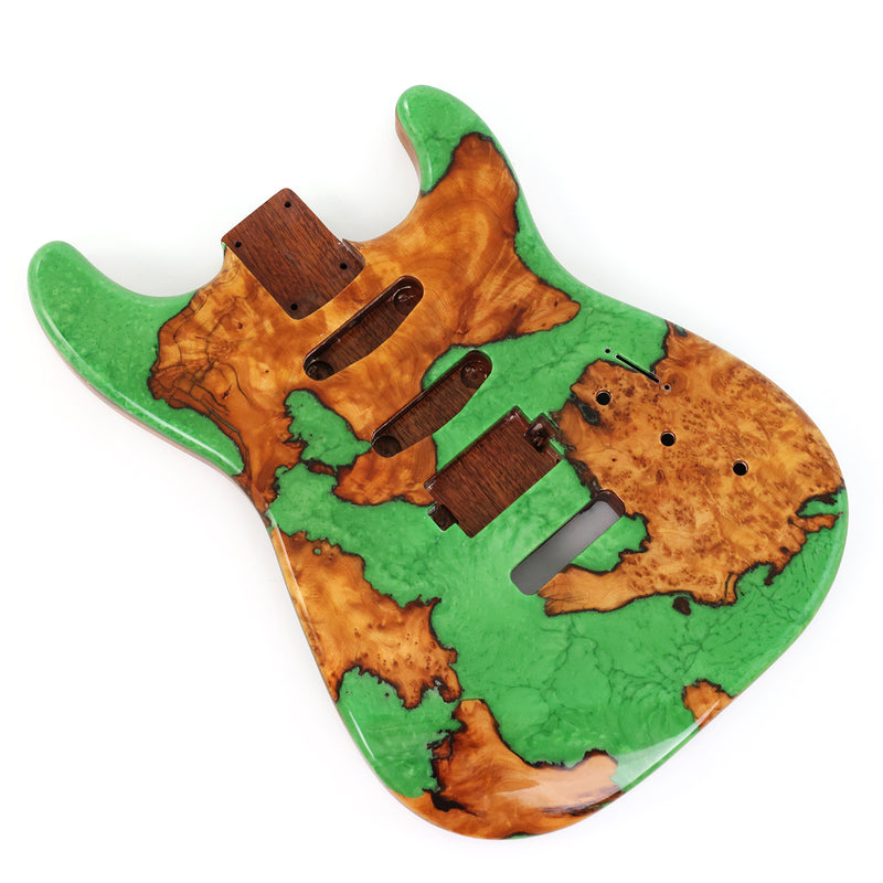 One-of-a-Kind Burl Wood Veneer Epoxy Resin ST Style Electric Guitar Body (SBE-023)