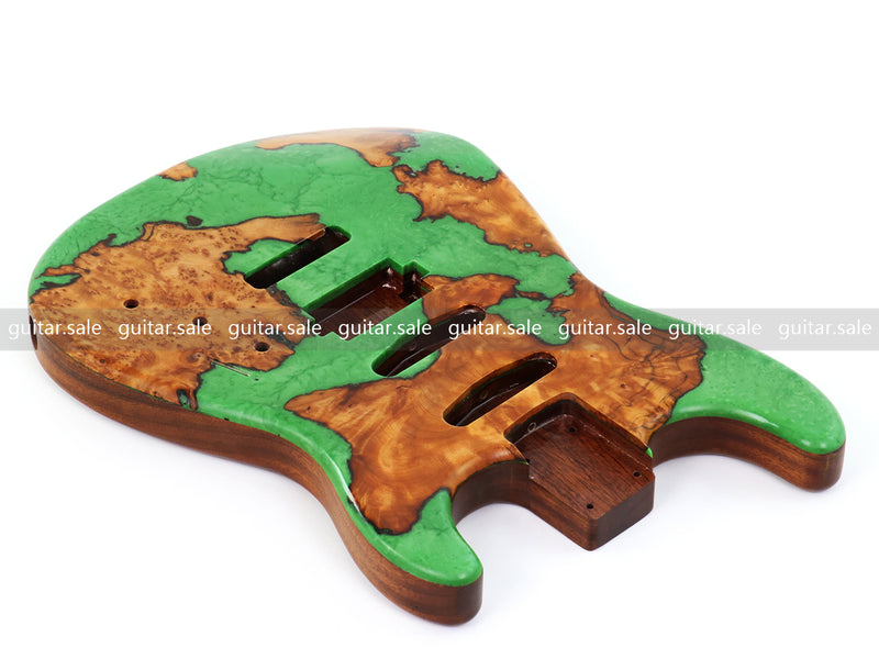 One-of-a-Kind Burl Wood Veneer Epoxy Resin ST Style Electric Guitar Body (SBE-023)