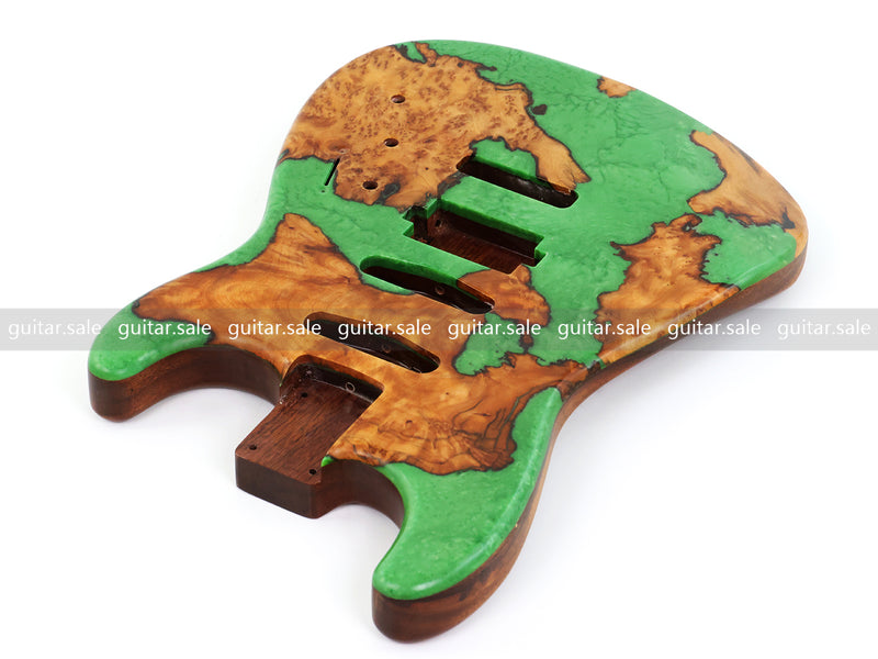 One-of-a-Kind Burl Wood Veneer Epoxy Resin ST Style Electric Guitar Body (SBE-023)