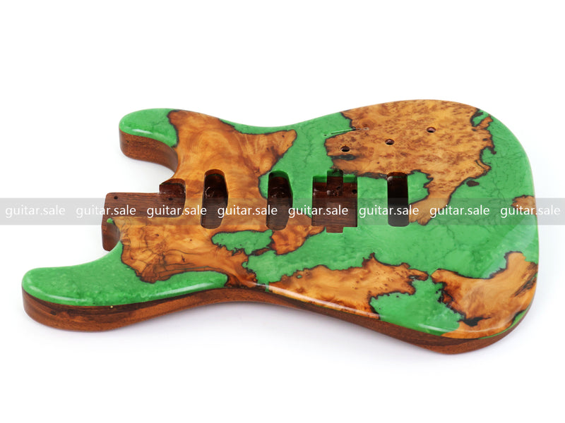 One-of-a-Kind Burl Wood Veneer Epoxy Resin ST Style Electric Guitar Body (SBE-023)