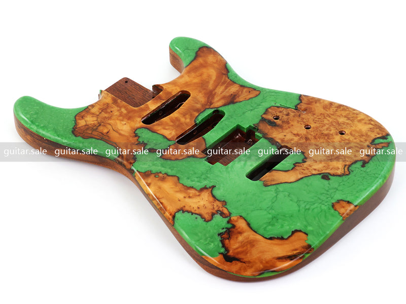 One-of-a-Kind Burl Wood Veneer Epoxy Resin ST Style Electric Guitar Body (SBE-023)