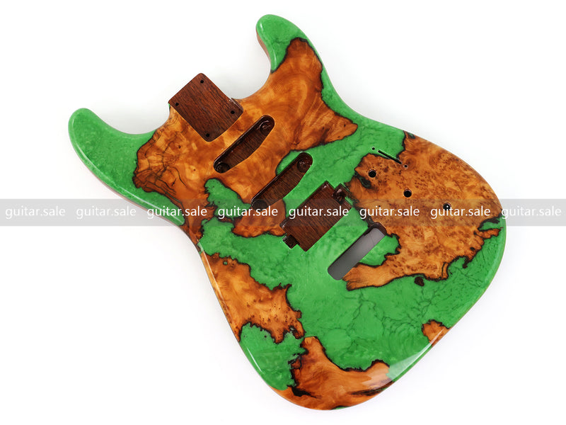 One-of-a-Kind Burl Wood Veneer Epoxy Resin ST Style Electric Guitar Body (SBE-023)