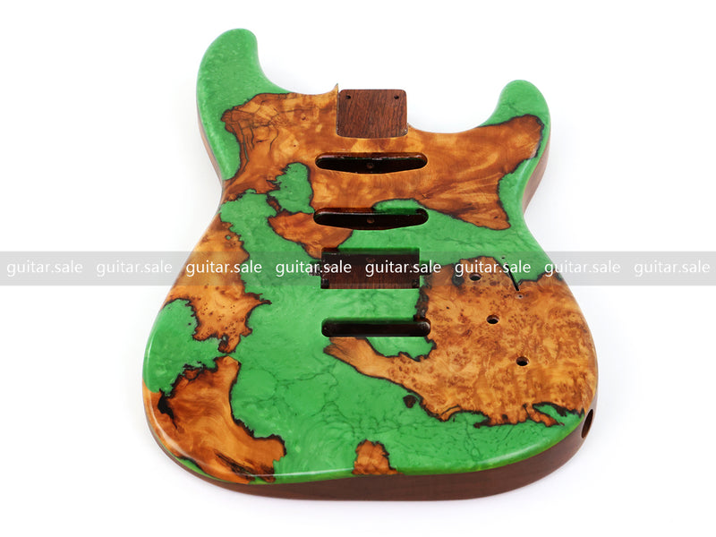 One-of-a-Kind Burl Wood Veneer Epoxy Resin ST Style Electric Guitar Body (SBE-023)